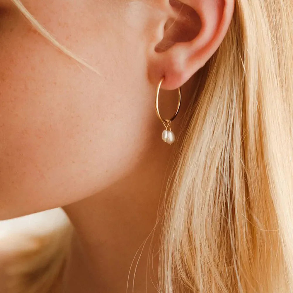 Akoya - Gai | 14k Gold Baroque Pearl Hoop Earrings