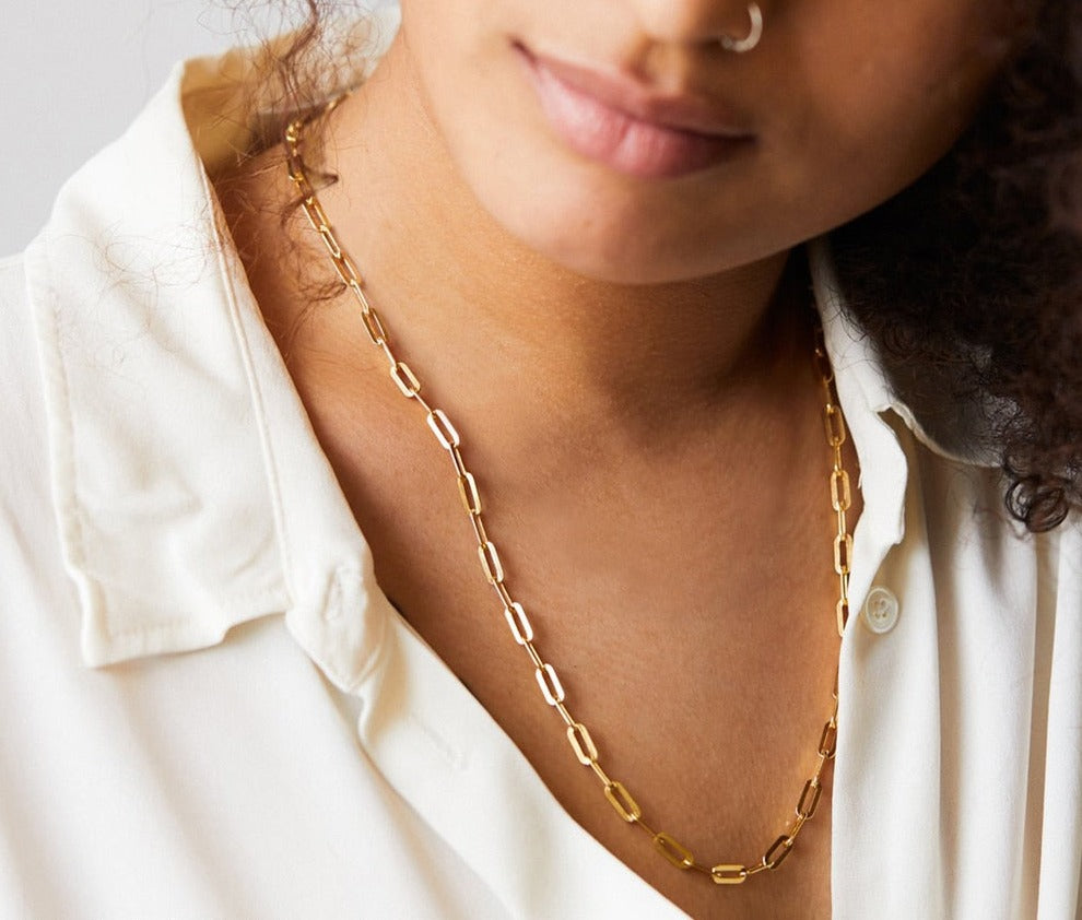 Aurora | 14k Gold Paperclip Chain Necklace