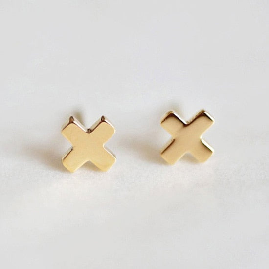 Aurora | 14k Gold Cross Stud Earrings