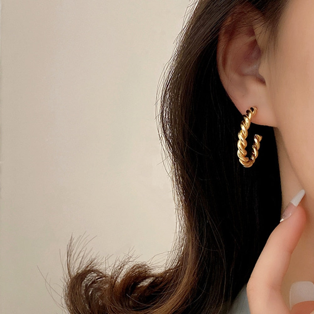 Chrysus  | 14k Gold Vine Hoop Earrings