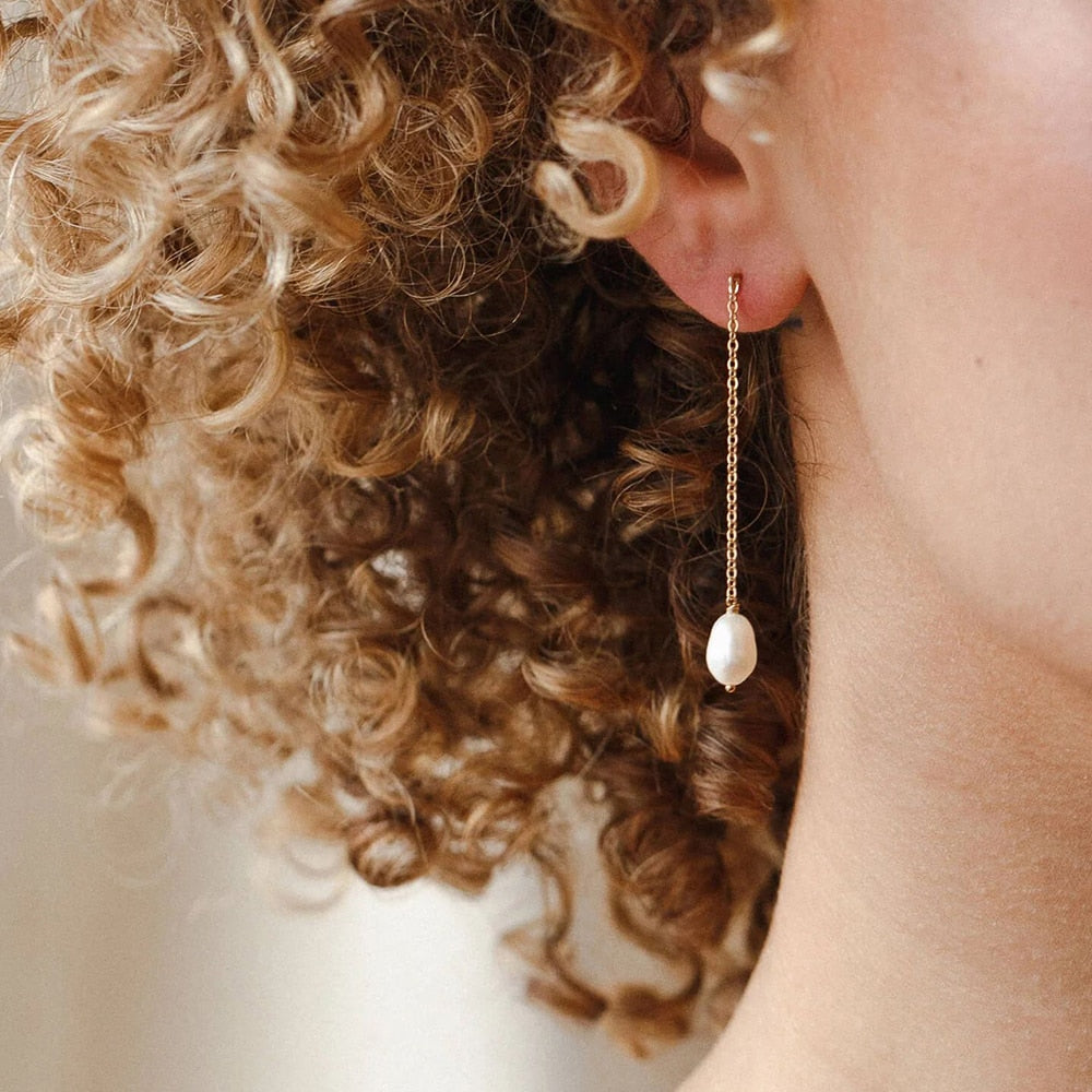 Theia | 14k Gold + Pearl Tassel Earrings