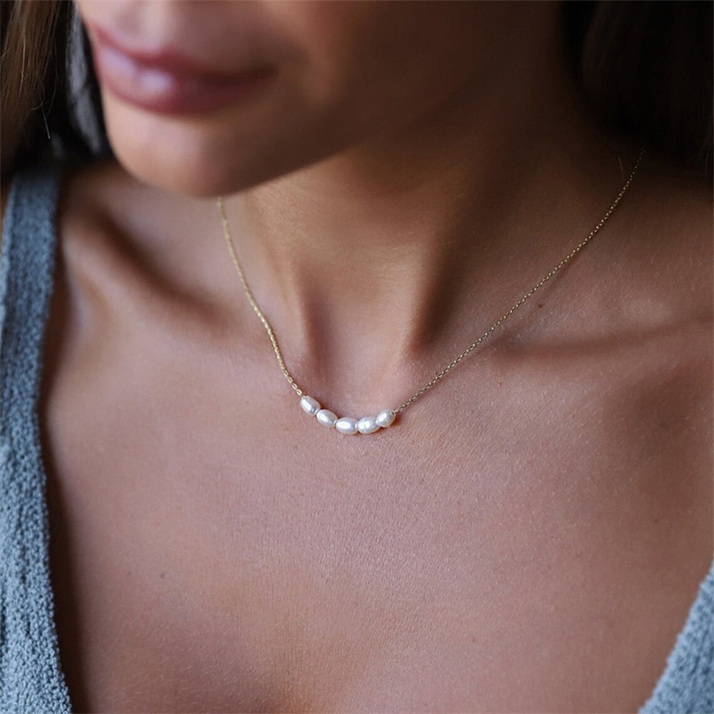 Akoya - Gai | 14k Gold + Baroque Pearls Chain Necklace
