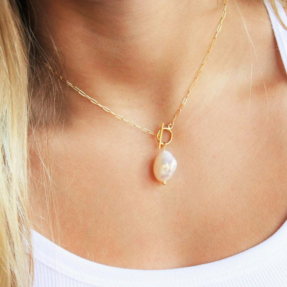 Akoya - Gai | 14k Gold + Baroque Pearl Pendant Necklace