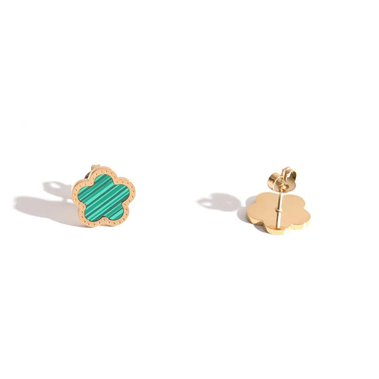 Fortuna | Emerald Green Clover Stud Earrings