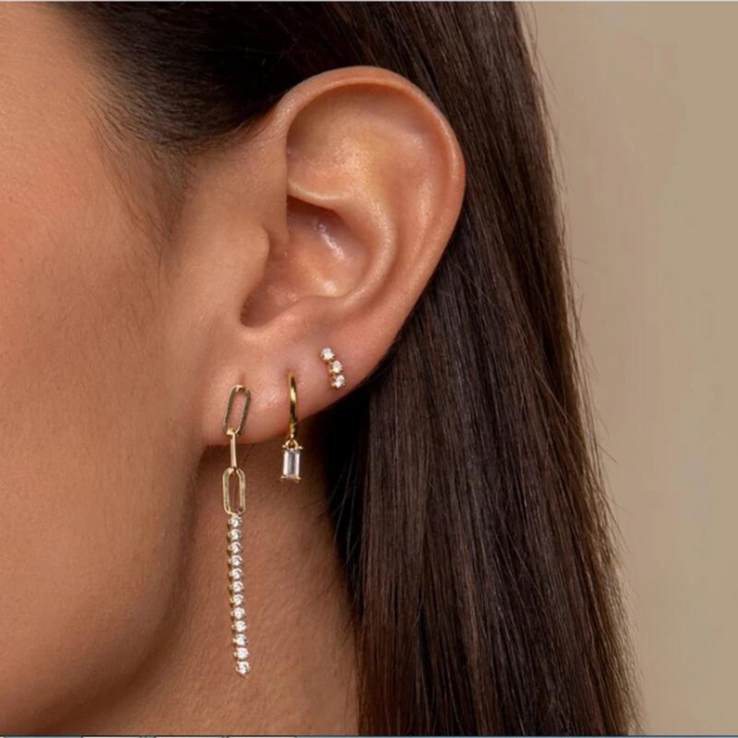 Euryphaessa | 14k Gold Baguette Hoop Earrings