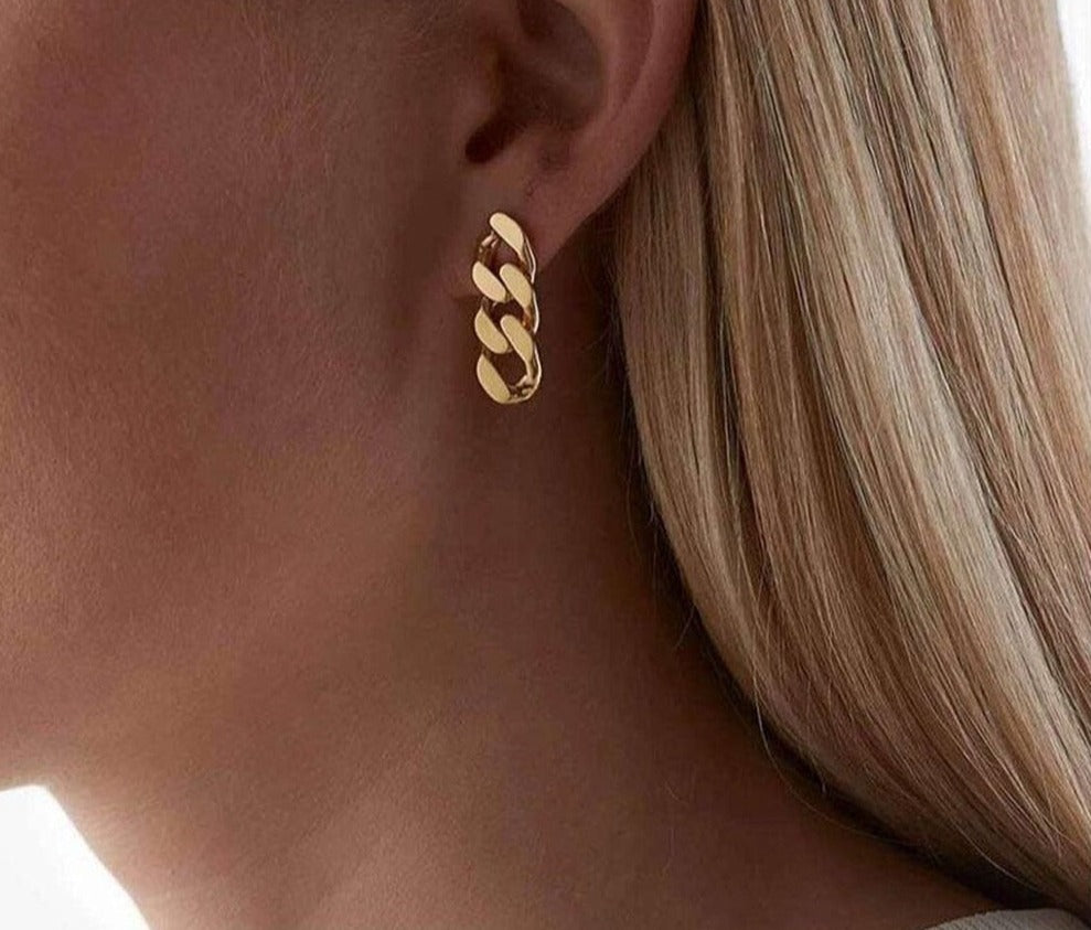 Aurora | 14k Gold Cuban Drop Earrings