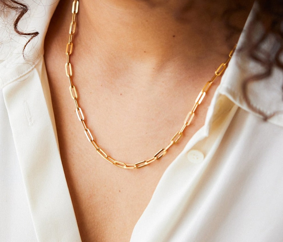 Aurora | 14k Gold Paperclip Chain Necklace
